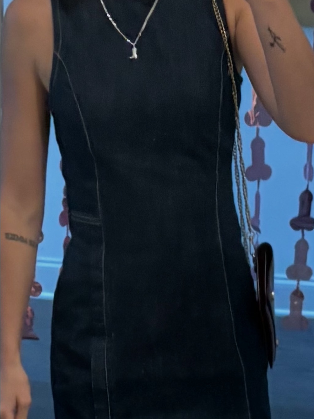 Sleek Denim Sleeveless Sheath Dress - Women's